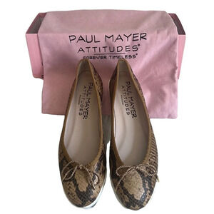 New Paul Mayer Attitudes Bingo Python Brown Ballet Flats Sz-7.5